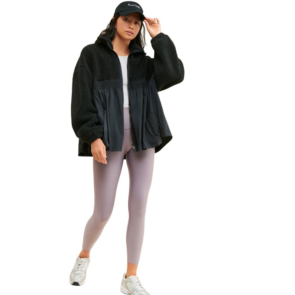 FREE PEOPLE Movement Ain’t She Lovely Mixed Media Fleece Jacket